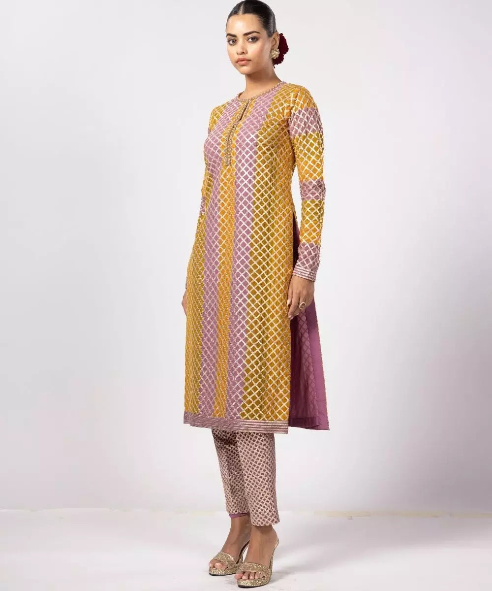 VVANI VATS - Mustard multicolor Pant Kurta  Set